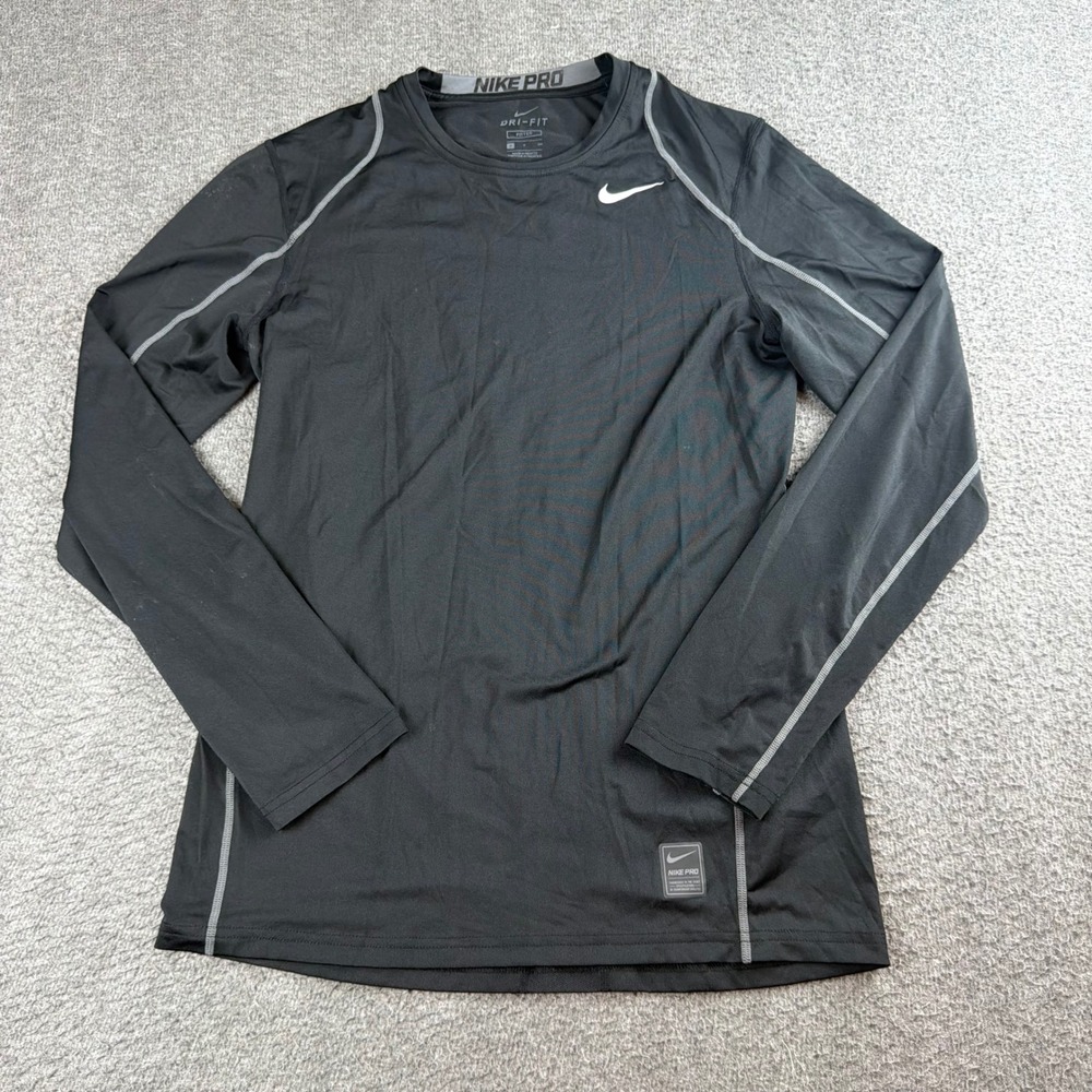 Nike Pro Dri-FIT Shirt Men's Small Black Long Sleeve Fitted Compression Top